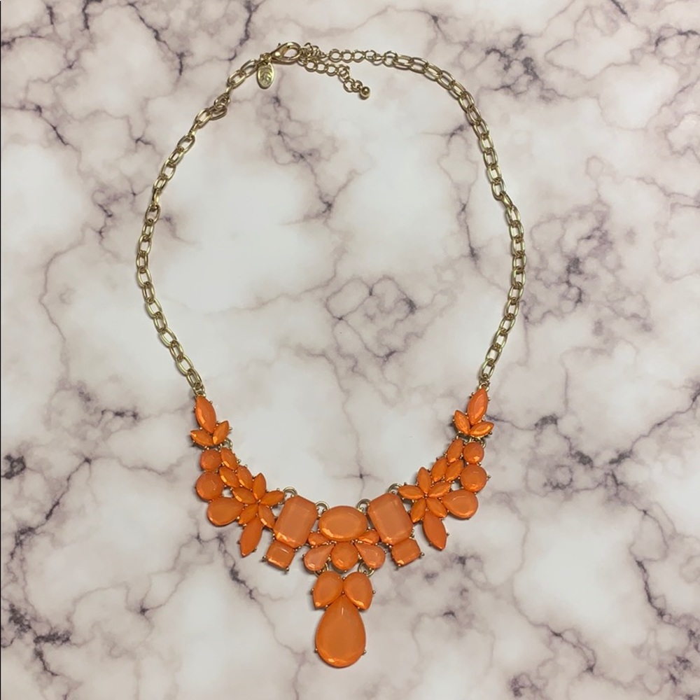 Coral/Gold Statement Necklace & Earrings